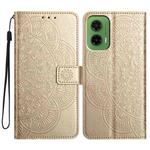 For Motorola Moto G35 Flower Embossed Leather Phone Case(Gold)