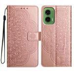 For Motorola Moto G35 Flower Embossed Leather Phone Case(Rose Gold)