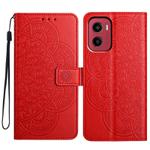 For Motorola Moto G05 Flower Embossed Leather Phone Case(Red)