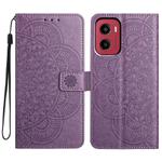 For Motorola Moto G05 Flower Embossed Leather Phone Case(Purple)