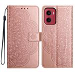 For Motorola Moto G05 Flower Embossed Leather Phone Case(Rose Gold)