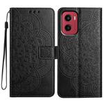 For Motorola Moto G05 Flower Embossed Leather Phone Case(Black)