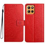 For Motorola Moto G15 Flower Embossed Leather Phone Case(Red)