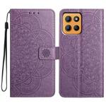 For Motorola Moto G15 Flower Embossed Leather Phone Case(Purple)