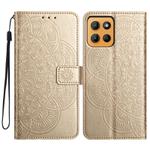 For Motorola Moto G15 Flower Embossed Leather Phone Case(Gold)