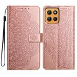For Motorola Moto G15 Flower Embossed Leather Phone Case(Rose Gold)