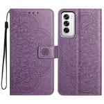 For OPPO Reno12 Global Flower Embossed Leather Phone Case(Purple)