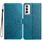 For OPPO Reno12 Global Flower Embossed Leather Phone Case(Blue)