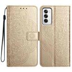 For OPPO Reno12 Global Flower Embossed Leather Phone Case(Gold)