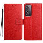 For OPPO Reno12 Pro Global Flower Embossed Leather Phone Case(Red)