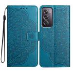 For OPPO Reno12 Pro Global Flower Embossed Leather Phone Case(Blue)