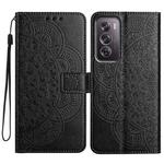 For OPPO Reno12 Pro Global Flower Embossed Leather Phone Case(Black)