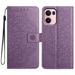 For OPPO Reno13 Pro Global Flower Embossed Leather Phone Case(Purple)