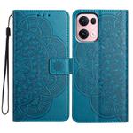 For OPPO Reno13 Pro Global Flower Embossed Leather Phone Case(Blue)