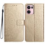 For OPPO Reno13 Pro Global Flower Embossed Leather Phone Case(Gold)