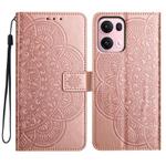 For OPPO Reno13 Pro Global Flower Embossed Leather Phone Case(Rose Gold)