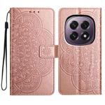 For OPPO A5 5G Global Flower Embossed Leather Phone Case(Rose Gold)