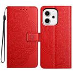 For OPPO Reno14 Global Flower Embossed Leather Phone Case(Red)