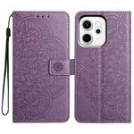 For OPPO Reno14 Global Flower Embossed Leather Phone Case(Purple)