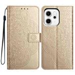 For OPPO Reno14 Pro Global Flower Embossed Leather Phone Case(Gold)