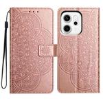 For OPPO Reno14 Pro Global Flower Embossed Leather Phone Case(Rose Gold)
