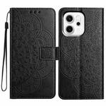 For OPPO Reno14 Pro Global Flower Embossed Leather Phone Case(Black)
