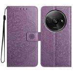 For Redmi A3 Flower Embossed Leather Phone Case(Purple)