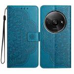 For Redmi A3 Flower Embossed Leather Phone Case(Blue)