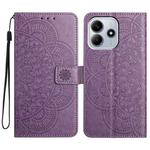 For Redmi Note 14 5G Flower Embossed Leather Phone Case(Purple)