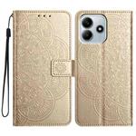 For Redmi Note 14 5G Flower Embossed Leather Phone Case(Gold)