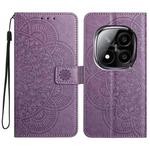 For Redmi Note 14 Pro+ 5G Flower Embossed Leather Phone Case(Purple)