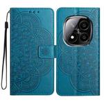 For Redmi Note 14 Pro+ 5G Flower Embossed Leather Phone Case(Blue)