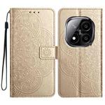 For Redmi Note 14 Pro+ 5G Flower Embossed Leather Phone Case(Gold)