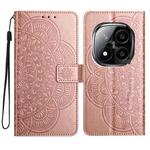 For Redmi Note 14 Pro+ 5G Flower Embossed Leather Phone Case(Rose Gold)