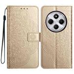 For Redmi A4 5G Flower Embossed Leather Phone Case(Gold)