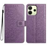 For Redmi Note 14 4G 164.84mm Flower Embossed Leather Phone Case(Purple)