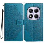 For Redmi Note 14 Pro 4G Flower Embossed Leather Phone Case(Blue)