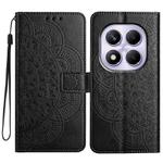 For Redmi Note 14 Pro 4G Flower Embossed Leather Phone Case(Black)