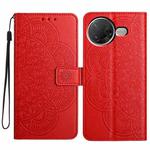 For Redmi K80 Pro / K80 Flower Embossed Leather Phone Case(Red)
