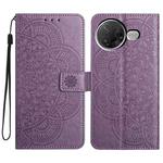 For Redmi K80 Pro / K80 Flower Embossed Leather Phone Case(Purple)