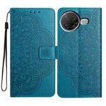 For Redmi K80 Pro / K80 Flower Embossed Leather Phone Case(Blue)