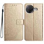 For Redmi K80 Pro / K80 Flower Embossed Leather Phone Case(Gold)