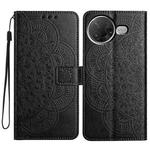 For Redmi K80 Pro / K80 Flower Embossed Leather Phone Case(Black)