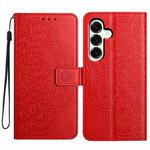 For Samsung Galaxy A17 5G Flower Embossed Leather Phone Case(Red)