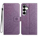 For Samsung Galaxy A17 5G Flower Embossed Leather Phone Case(Purple)