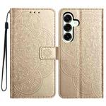 For Samsung Galaxy A17 5G Flower Embossed Leather Phone Case(Gold)