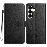 For Samsung Galaxy A17 5G Flower Embossed Leather Phone Case(Black)