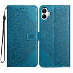 For Samsung Galaxy A07 5G Flower Embossed Leather Phone Case(Blue)
