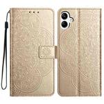For Samsung Galaxy A07 5G Flower Embossed Leather Phone Case(Gold)