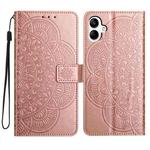 For Samsung Galaxy A07 5G Flower Embossed Leather Phone Case(Rose Gold)